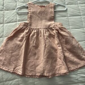 Mabo Pale Pink Linen Pinafore (12m)
